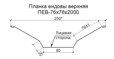 Планка ендовы верхняя  МП VALORI 76х76х2000